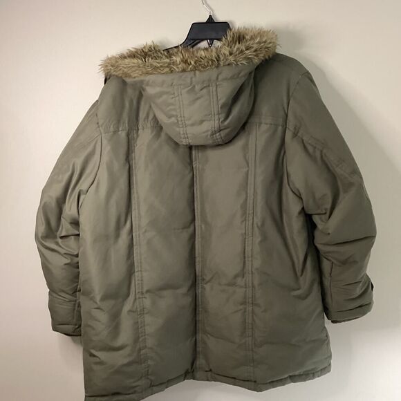 Woman Within Down Filled Hooded Olive Green Womens Parka Size 1X - Picture 2 of 10